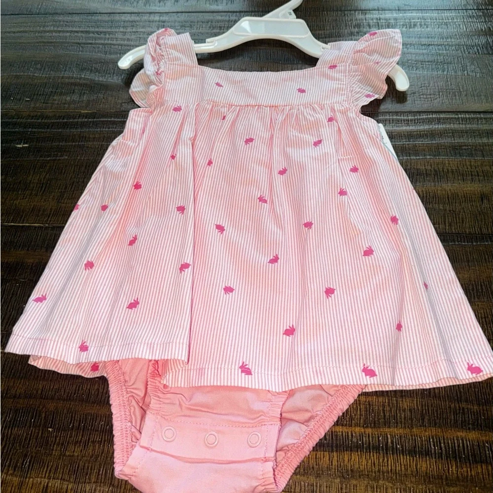 Pink Striped Baby Dress with Bloomers
